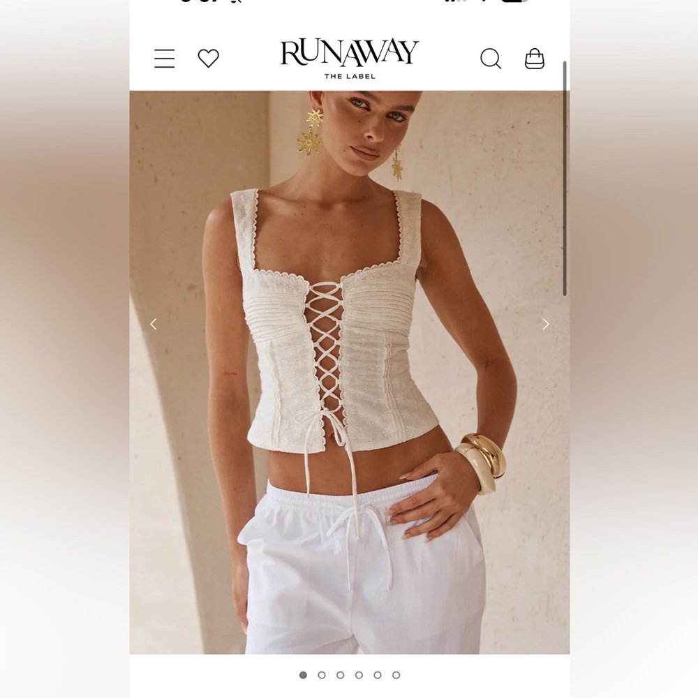 Runaway The Label - White Front Tie Top S
